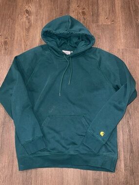 Carhartt Work In Progress Teal Green Hooded Sweatshirt - Men's Pullover Hoodie